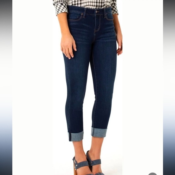 Liverpool Dohney Dark Wash Rolled Hem 'The Crop' Jeans Size 10/30 - Picture 1 of 12
